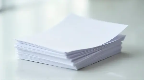 Blank Printer Sheets Neatly Arranged Close-Up