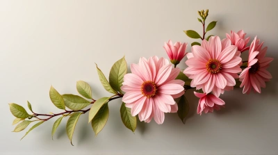 Blooming Petals Cluster With Veined Foliage Contrast