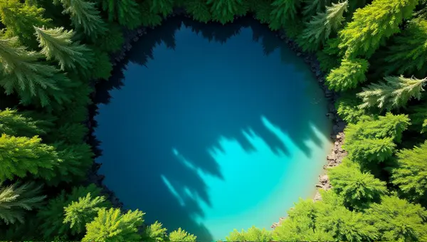 Blue Water Basin Surrounded By Green Foliage Contrast