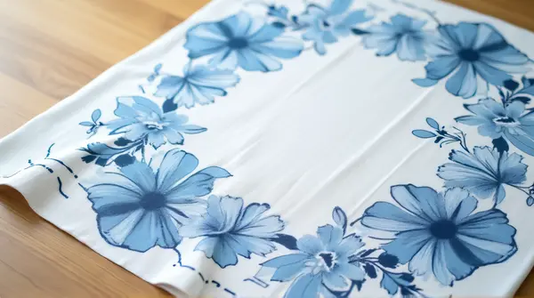 Blue And White Botanical Fabric Texture