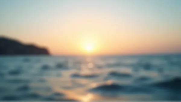 Blurred Seascape At Dusk With Glowing Sky