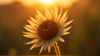 Botanical Specimen Lit By Warm Horizon Rays