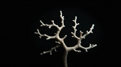 Branching Coral Structure on Black Background