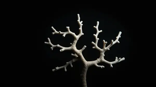 Branching Coral Structure on Black Background