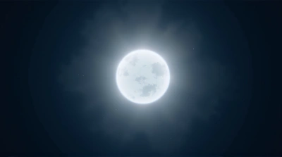 Bright Lunar Orb With Subtle Craters In Indigo Sky