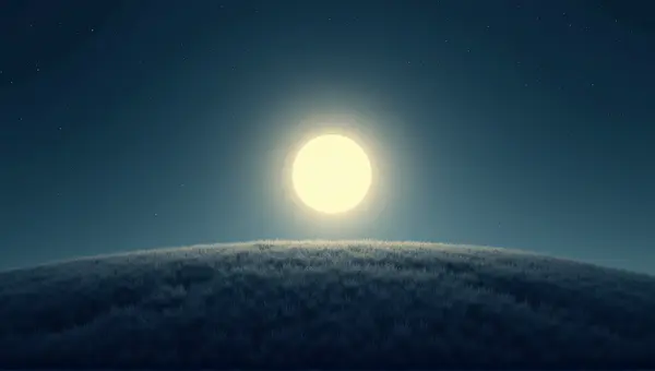 Bright Orb Lighting Starry Sky Over Rolling Hill