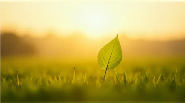 Broadleaf Tree On Lush Meadow Under Warm Light