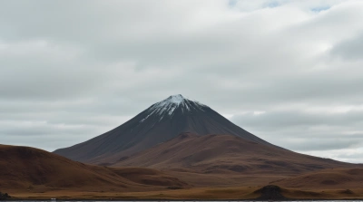 Brown White Peak Under Layered Gray Sky