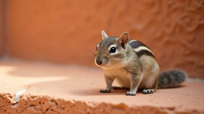 Bushy Tailed Rodent On Terracotta Surface