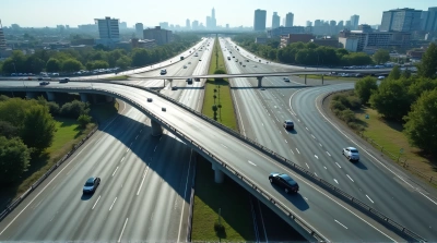 Busy City Highway Intersection Traffic Flow