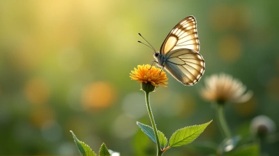 Butterfly Resting On Blooming Plant Close-Up