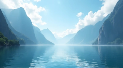 Calm Alpine Lake Surrounded by Tall Peaks Under Clear Sky
