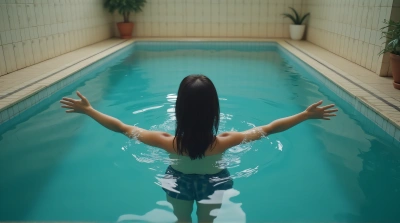 Calm Floating Person In Indoor Aquatic Basin
