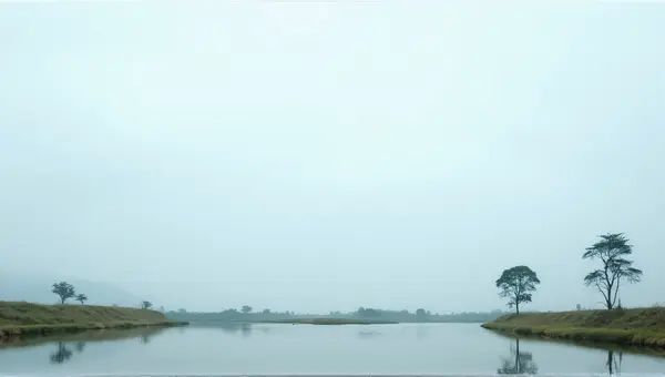 Calm Lake Scene Surrounded by Green Grass and Trees