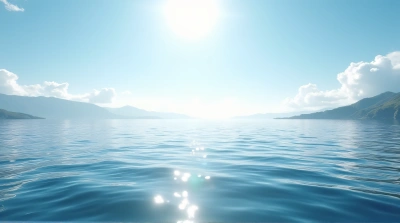 Calm Water Surface Under Bright Midday Sky