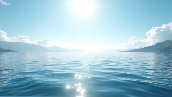Calm Water Surface Under Bright Midday Sky