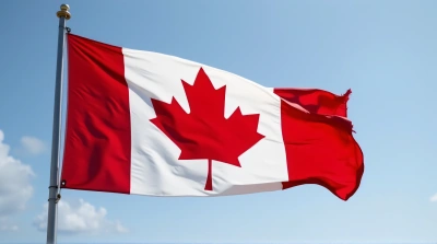 Canada Flag Waving With Iconic Maple Leaf