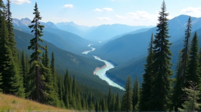 Canadian Pine Forest River Landscape Scenic Nature