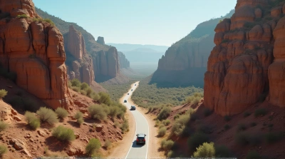 Cars Driving Through Rocky Mountain Pass