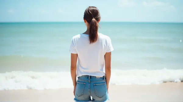 Casual Outfit By The Water Edge Under Bright Sky