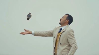 Celebrity Throwing Classic Analog Watch Midair