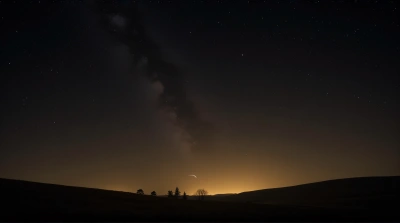 Celestial Sky Filled With Twinkling Stars Above Hillside
