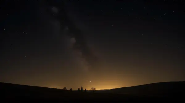 Celestial Sky Filled With Twinkling Stars Above Hillside