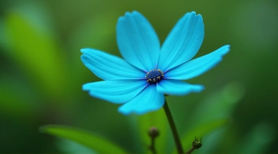 Cerulean Blossom With Soft Light And Leaves