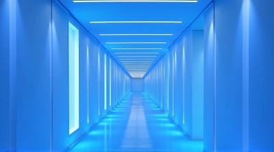 Cerulean Corridor With Sapphire LED Illumination