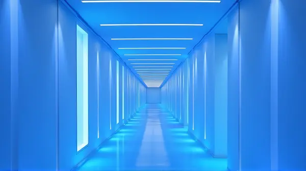 Cerulean Corridor With Sapphire LED Illumination