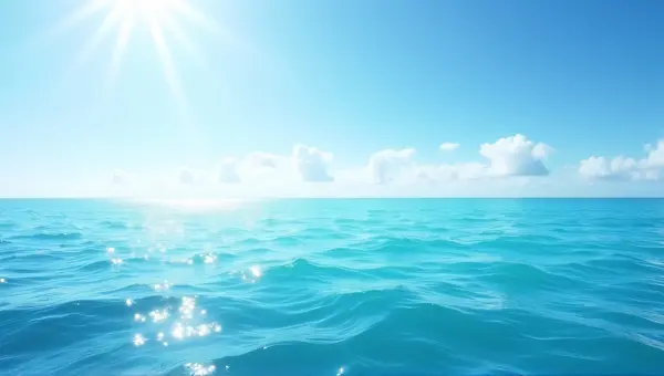 Cerulean Ocean Horizon Under Bright Sky
