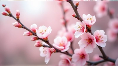 Cherry Blossoms Close-Up With Soft Color Gradients