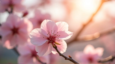 Cherry Tree Petals Close-Up With Soft Light