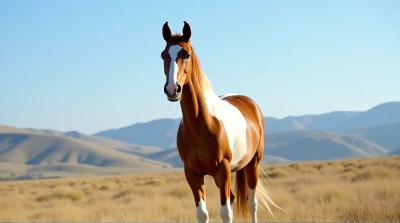 Chestnut Cream Horse On Rolling Pasture