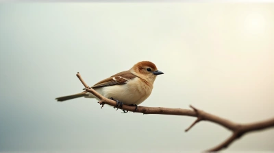 Chestnut Feathered Bird Resting On Twig