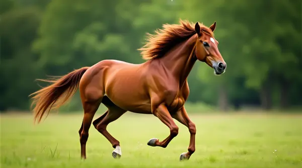 Chestnut Horse Galloping With Flowing Mane