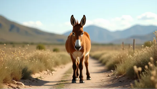 Chestnut Mule On Rustic Dirt Pathway