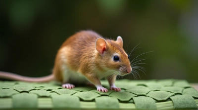 Chestnut Rat Sitting On Woven Surface Side View