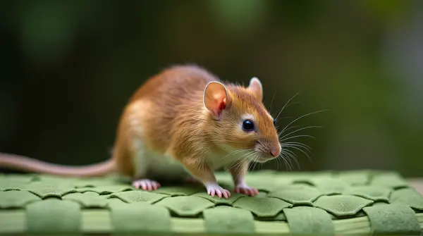 Chestnut Rat Sitting On Woven Surface Side View