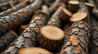 Chopped Tree Trunks With Rough Bark Texture