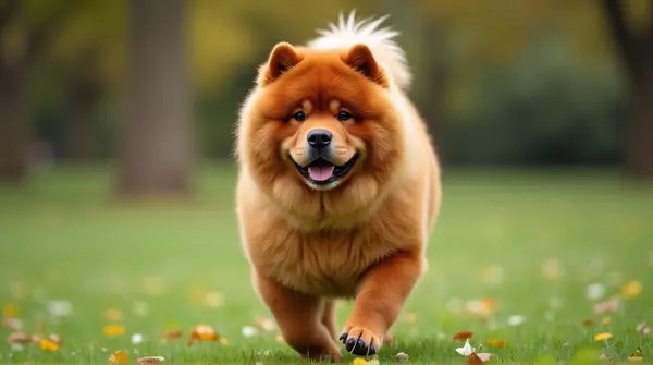Chow Chow Dog Walking In Park Outdoors