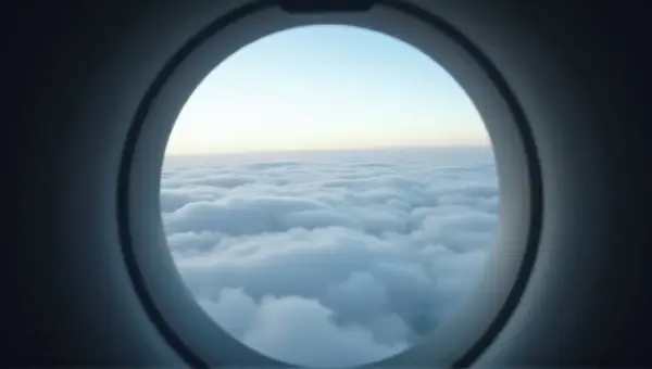 Circular Aircraft Porthole With Atmospheric Layers