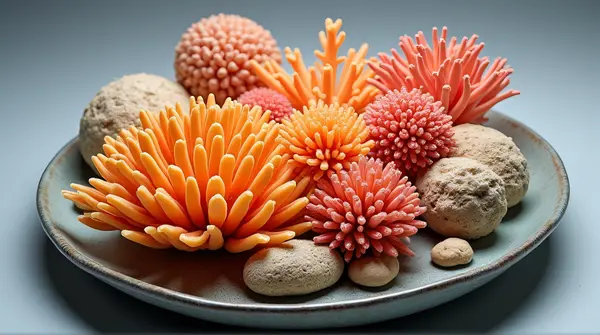 Circular Plate With Colorful Coral Arrangements