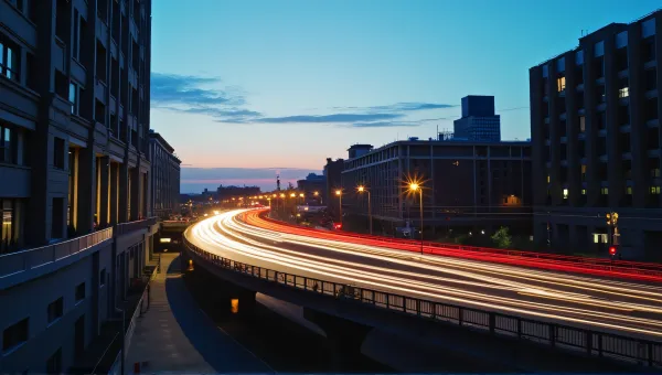 City Lights On Elevated Road At Night