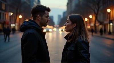 City Street Interaction At Dusk With Amber Lights