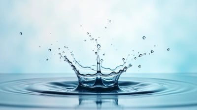 Clear Water Splash With Dynamic Droplets Midair