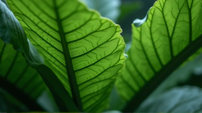 Close-Up Broadleaf Plant Vein Patterns Texture