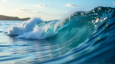 Close-Up Of Curling Sea Wave Patterns