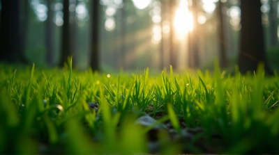 Close-Up Macro Shot Of Dense Turf And Forest