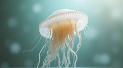 Close-Up Of Pale Bell-Shaped Gelatinous Creature